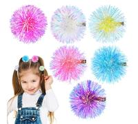 HEANUJJ Lot de 6 Pinces à Cheveux pour Femmes Pompons Brillants en Plastique et Terylene, Design Stylé et Résistant, pour Toutes Coiffures