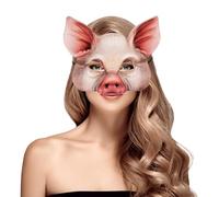 HEANUJJ Masque de Cochon Adulte Réaliste pour Halloween - Demi-masque Animal Léger en Plastique - Accessoire de Déguisement Cosplay pour Carnaval Masqué et Fête Costumée - Masque de Fête