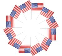 HEANUJJ Mini Drapeaux Américains des Célébrations du 4 Juillet sur Bâtons Lot de 20 en Polyester Léger et Résistant et Fête Nationale pour Décoration Extérieure