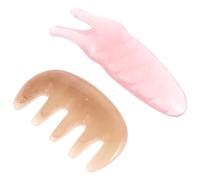 HEANUJJ Peigne de Massage du Cuir Chevelu 2 Pièces Rose, Planche Guasha Y de Fourchette pour Contour des Yeux, Outil de Massage Tête et Visage Anti-stress, Relaxation et Fatigue