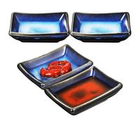 HEANUJJ Petits Bols Céramique Japonerie Lot de 4 3,5 Pouces Bleu pour Sauces et Assaisonnements Repas Asiatiques