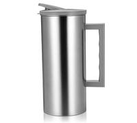 HEANUJJ Pichet Inox 2L avec Couvercle et Poignée, Récipient à Eau en Acier Inoxydable Grande Capacité pour Café et Jus, Usage Extérieur et Bureau