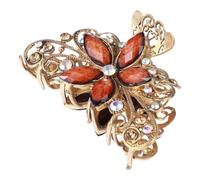 HEANUJJ Pince à Cheveux Vintage en Alliage Forme Fleur Marron, Griffe Robuste Facile à Utiliser pour Femmes et Filles, pour Soirée ou Bureau Couleur Aléatoire