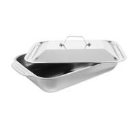HEANUJJ Plat de Cuisson Rectangulaire en Acier Inoxydable Robuste et Facile à Nettoyer, pour Rôtir Poissons et Légumes Four Barbecue