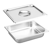 HEANUJJ Plat Rectangulaire en Acier Inoxydable 1/2 Gn 6,5 Cm avec Couvercle Fermé, Plateau de Cantine Solide pour Buffet et Service, Plateau Repas Réutilisable Cuisine Professionnelle