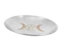HEANUJJ Plateau Décoratif Pentagramme en Acier Inoxydable Porte-Bougie Chauffe-Plat, Assiette à Bougie Rituelle Ronde, pour Cérémonie, Autel et Décoration Intérieure Style Style Aléatoire