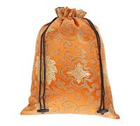HEANUJJ Pochette à Bijoux en Soie Orange Cordon Coulissant Petit Paquet de Rangement pour Bijoux Motif Aléatoire Paquet Présent pour Mariage Anniversaire et Fête Lot Pratique et