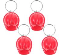 HEANUJJ Porte-clés Design Créatif et Finition Soignée Casque de Sécurité Lot de 4 Rouge en Alliage de Zinc et Plastique pour Anniversaire et Accessoires de Paquet à Dos