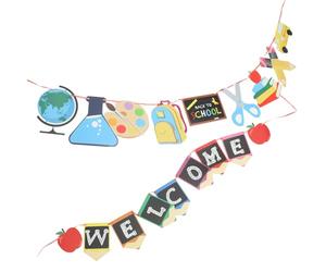 HEANUJJ Présent Rentrée Bannière Décorative en Papier Impression Bienvenue pour Fête de Retour à L'école et Réunion, 1 Set de Drapeaux de Parti pour Décoration Scolaire