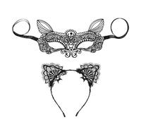 HEANUJJ Set 1 Pièce Serrage-tête Noir en Dentelle Délicate Cache-œil, Accessoire pour Cheveux Chic pour Cosplay et Mascarade, Élégant et Mystérieux pour Femmes et Filles
