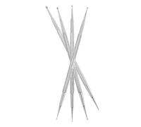 HEANUJJ Stylo à Ongles Double Embouts en Acier Inoxydable 4pcs pour Nail Art, Applicateur de Strass Argenté pour Designs Nail Art et French Tips