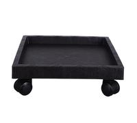 HEANUJJ Support à Plantes Roulant Carré Plateau Robuste et Roues en Verre Trempé, Adapté pour Terrasse et Patios Noir Déplacement Aisé des Pots