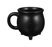 HEANUJJ Tasse en Céramique Noire Mug Décoratif Créatif 450ml Forme Chaudron Sorcière pour Halloween Bureau et Maison