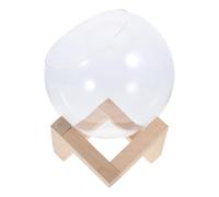 HEANUJJ Terrarium Végétal en Verre Rond avec Support en Bois, Station de Propagation Facile à Installer, Décoration Maison et Mariage, Design Transparent et Élégant