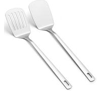 Heanvmyss 2 Pièces Ensemble de Spatules en Acier Inoxydable,Coudée BBQ,Spatule Plancha,Spatule Inox Cuisine pour Poisson,Œufs,Crêpes(Argent)