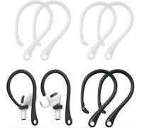 Heanvmyss 4 Paires Crochets d'Ecouteurs,Crochets d'Oreille Anti-Perte,Anneau de Fixation pour Casque,Crochet d'Oreille Universel Antidérapant pour Course,Sport(Noir,Blanc