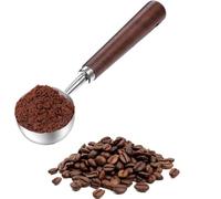 Heanvmyss Cuillère Doseuse à Café,Cuillère à Mesurer en Acier Inoxydable,Cuillère avec Long Manche en Bois pour Café Moulu,Lait en Poudre,Sucre,Thé,Matcha(15ml)