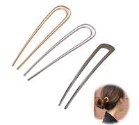 Heanvmyss Épingles à Cheveux Françaises en Métal,3 Pièces Épingles à Cheveux U Bâton,Épingles à Cheveux Simples en Forme de U,Rétro Pince Chignon pour Femmes Filles