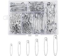 Heanvmyss Épingles de Sûreté,300 Pièces 6 Tailles Épingles à Nourrice,Grandes Epingles de Sûreté,Résistantes à la Rouille pour Vêtements,Couture,Artisanale(Argenté)