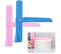 Heanvmyss Grattoir à Gâteau Réglable,2 Pièces Polissoirs à Gâteau Réglables,Lisseur Gateau Patisserie,Racloir Gateau pour Crème,Pain,Pizza,Boulangerie(Rose,Bleu)