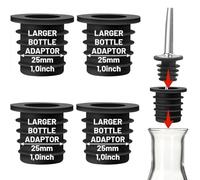 Heanvmyss Lot de 4 adaptateurs pour verseur d'alcool,Dimensions du Bec Convertible,Convient aux Bouteilles Extra Larges jusqu'à 1 Pouce / 25 mm de col,pour Liquide de Cuisine en Silicone, Liqueur,