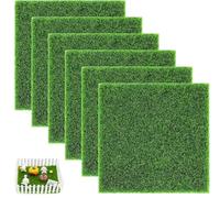 Heanvmyss Mini Simulation Gazons,6 Pièces Gazon Artificiel 15x15cm,Gazon Synthétique,Tapis de Gazon Artificiel Miniature,Faux Gazon Exterieur pour Maison de Poupée Jardin Balcon Modèle Micro Paysage