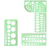 Heanvmyss Modèles de Mesure en Plastique,4 Pièces Normographe Geographie,Règle Géométrique,Gabarit Cercle pour École,Bureau,Construction(Vert)
