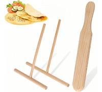 Heanvmyss Spatule Crepe en Bois de Hêtre,3 Pièces 12 cm/18 cm Repartiteur Pate a Crepe,Etaleur Crepe en Forme de T,Épandeur Poussoir Crêpe Râteau,Crepes Distributeurs pour Pancakes,Cuisson