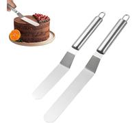 Heanvmyss Spatule Patisserie Anglées,2 Pièces Cuisine Coudée en Acier Inoxydable,Spatule à Gâteau pour Cuisine,Glaçage,Cupcakes(10/12 Pouce)