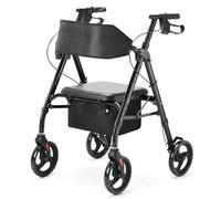 HEAO Déambulateur léger en aluminium pour personnes âgées, charge maximale : 136 kg, pliable, siège de 50 cm de large, aide à la marche intérieure et extérieure, siège et poignée réglables en hauteur,