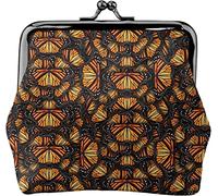 Heaps of Orange Monarch Butterflies Porte-Monnaie en Cuir pour Femme, Petite Pochette à la Monnaie avec Fermoir à Fermeture Kiss-Lock Fermeture à Boucle Portefeuille pour Cadeau Fille