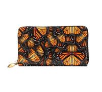 Heaps of Orange Monarch Butterflies Portefeuille en cuir pour téléphone portable, carte de crédit et argent avec poche zippée, noir, taille unique, Noir/blanc, One Size