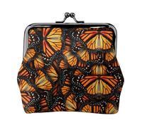 Heaps of Orange Monarch Butterflies Print Porte-monnaie en cuir microfibre pour femme avec fermeture à baiser, mini portefeuille pour cartes et rouge à lèvres
