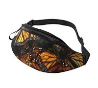 Heaps of Orange Monarch Butterflies Sac banane personnalisé, léger et polyvalent pour les aventures quotidiennes et en plein air, Noir , Taille unique, Sac à dos décontracté