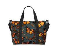 Heaps Of Orange Monarch Butterflies Sac de voyage à main Sac de sport, sac de nuit, sac de plage, sac de week-end pour homme et femme, noir, taille unique, Noir/blanc, One Size