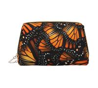 Heaps of Orange Monarch Butterflies Trousse de maquillage en cuir avec fermeture éclair pour divers articles, blanc, Taille unique