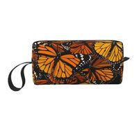 Heaps of Orange Monarch Butterflies Trousse de maquillage imprimée avec poignée, légère et portable pour voyage, gym et utilisation quotidienne - Cadeau pour femmes et filles, blanc, Taille unique