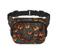 Heaps of Orange Monarch Papillons Grand sac banane pour femme Joli sac banane tendance, noir, One Size