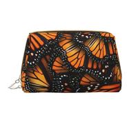 Heaps of Orange Monarch Papillons Trousse de maquillage en cuir avec fermeture éclair Grande ouverture, blanc, Taille unique