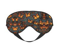 Heaps of Orange Monarque Masque pour les yeux doux imprimé papillons pour homme et femme Confortable avec sangle réglable pour voyage, yoga, sieste, travail