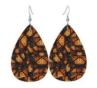 Heaps Of Orange Monarque Papillons Boucles d'oreilles percées en forme de larme pour femme, boucles d'oreilles pendantes géométriques, bijoux tendance pour les soirées