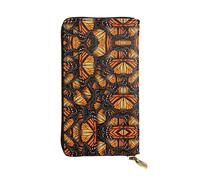 Heaps of Orange Portefeuille long en cuir imprimé papillons monarques - Portefeuille personnalisé tendance, plusieurs emplacements pour cartes, prêt à offrir, noir, taille unique, Noir , Taille unique