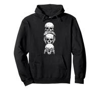 Hear See Speak No Evil Halloween Crâne Squelette os Gothique Sweat à Capuche
