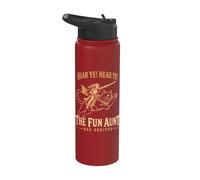 Hear Ye Fun Aunt Has Arrived Aunt Knight Riding Black Cat Stainless Steel Insulated Water Bottle