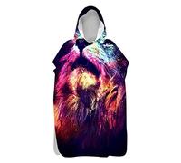 Hearda 3D Impression Microfibre Nylon Serviettes de Plage,Séchage Rapide Surf Poncho À Capuchon, Serviette De Bain Adulte Unisexe, Absorption de l'eau Peignoir?Natation Plongée Plage (Lion,80*145cm)