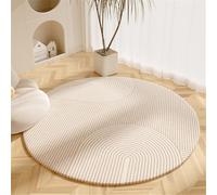 Hearda 60/80/100/120 cm Tapis Rond, Simple Peluche Courte Tapis Chambre, Antidérapant Doux Tapis Chambre, Lavable Tapis de Salon,Tapis Convient pour Bureau L'intérieur (Beige 1,40cm)