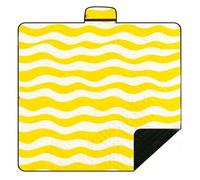 Hearda Couverture pour Pique-Nique, Tapis de Pique-Nique avec Motif 3D Poignée, Imperméable et Isolation Tapis de Plage pour Randonnée Voyage Camping (Vagues Jaune,150x200cm)