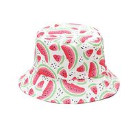 Hearda Été Chapeaux de Pêcheur Femme, Unisexe Réversible Seau Bob Chapeau Pliables Coton Respirants Chapeau de Soleil pour Convient activités de Plein air et Sports (M（56-58cm）,Pastèque 1)