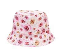 Hearda Été Chapeaux de Pêcheur Femme, Unisexe Réversible Seau Bob Chapeau Pliables Coton Respirants Chapeau de Soleil pour Convient activités de Plein air et Sports (56-58cm,Roses)