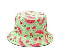 Hearda Été Chapeaux de Pêcheur Femme, Unisexe Réversible Seau Bob Chapeau Pliables Coton Respirants Chapeau de Soleil pour Convient activités de Plein air et Sports (M（56-58cm）,Pastèque 2)